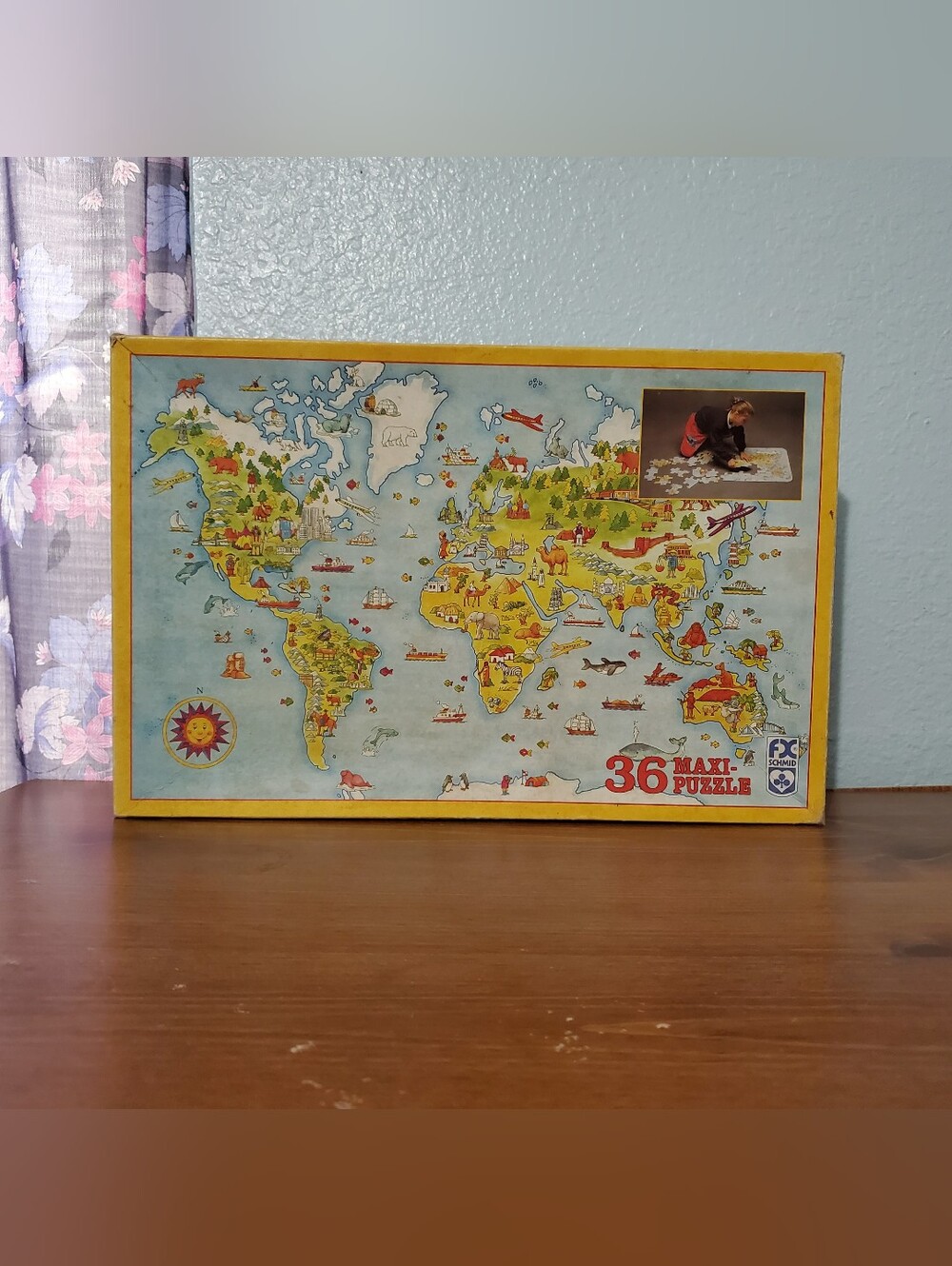 Vintage, Children's Map Of The World 36 Piece Maxi Floor Puzzle. Pre-owned